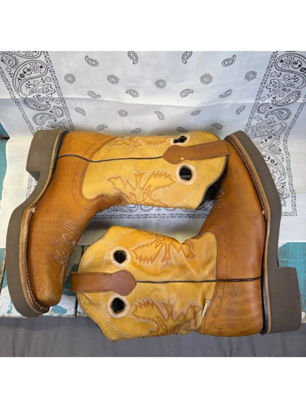 VTG Arco Humming Square Toe Work/Farm/Industrial Boots Sz 26 US 8 Leather Brown